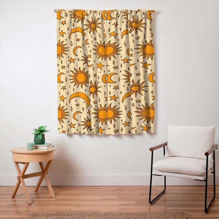 Vintage Sun and Star Print Window Curtain Gallery Image 7