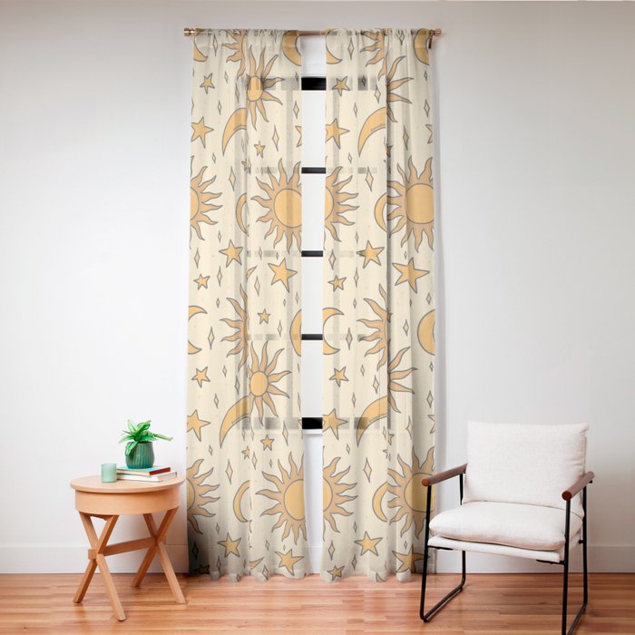 Vintage Sun and Star Print Window Curtain Gallery Image 20
