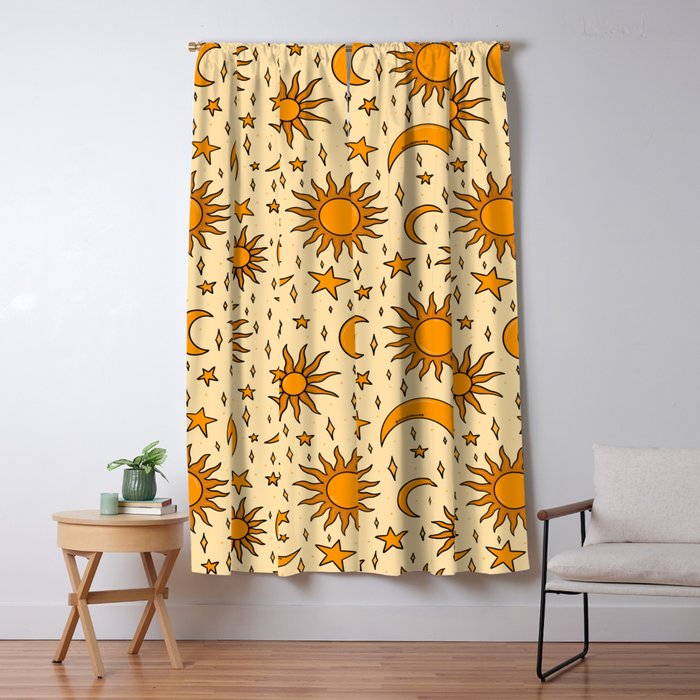 Vintage Sun and Star Print Window Curtain Gallery Image 5