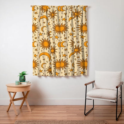 Vintage Sun and Star Print Window Curtain Gallery Image 3