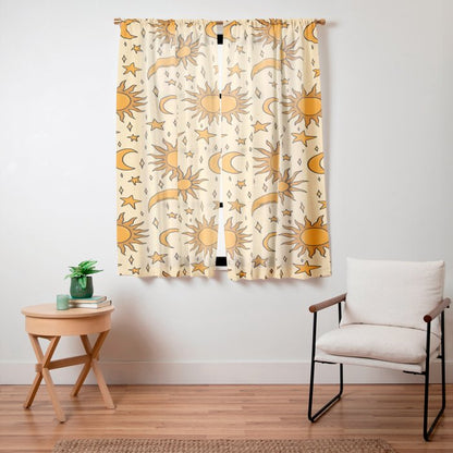 Vintage Sun and Star Print Window Curtain Gallery Image 15
