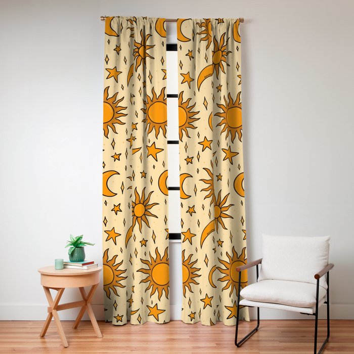 Vintage Sun and Star Print Window Curtain Gallery Image 8