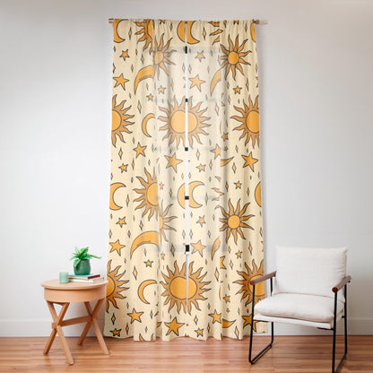 Vintage Sun and Star Print Window Curtain Gallery Image 12
