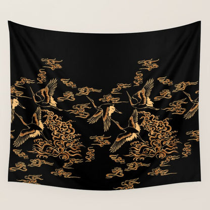 Crane and clouds Wall Tapestry Gallery Image 2