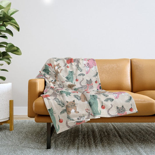 Silly Christmas Cats Throw Blanket Gallery Image 1