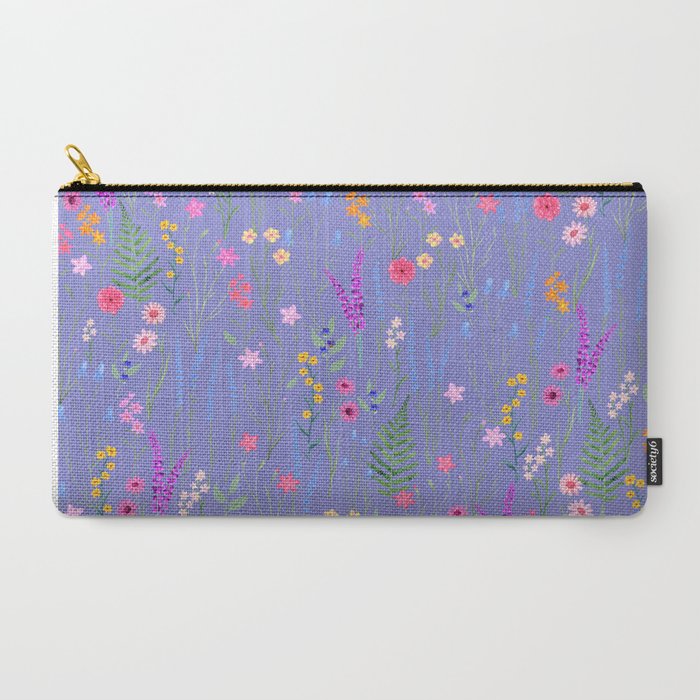blue meadows colorful floral pattern Carry All Pouch Gallery Image 2