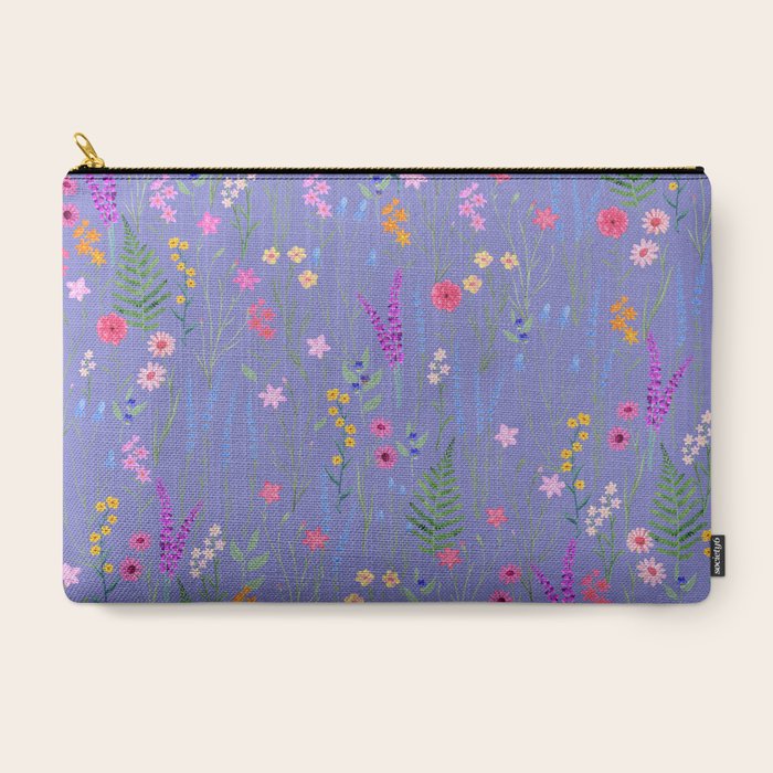 blue meadows colorful floral pattern Carry All Pouch Gallery Image 3