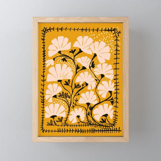 Ever blooming good vibes mustard yellow Mini Art Print Gallery Image 1