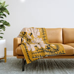 Ever blooming good vibes mustard yellow Throw Blanket Gallery Image 1