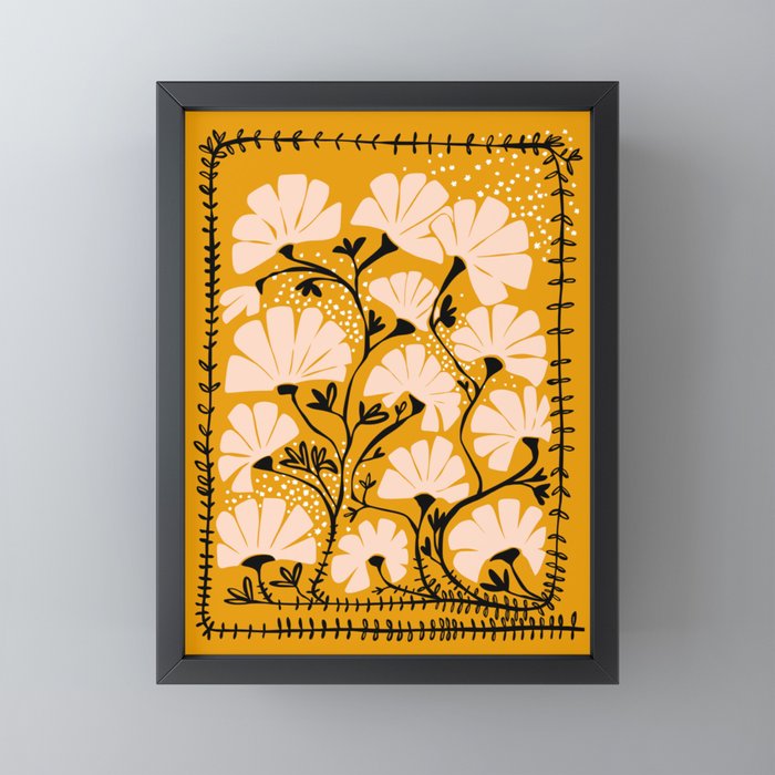 Ever blooming good vibes mustard yellow Mini Art Print Gallery Image 3