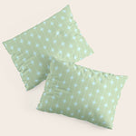 Mid Century Modern Atomic Stars and Dots Retro Pattern in Sage Green and Light Aqua Pillow Sham Gallery Image 1