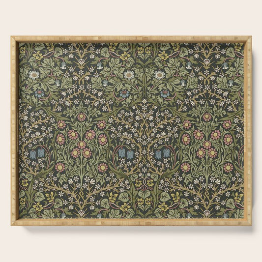 William Morris Vintage Blackthorn Green Charcoal Serving Tray Gallery Image 1