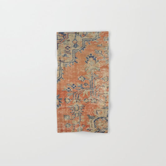 Vintage Woven Navy and Orange Bath Towel Gallery Image 1