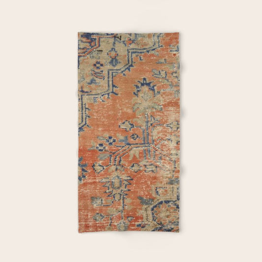 Vintage Woven Navy and Orange Bath Towel Gallery Image 2