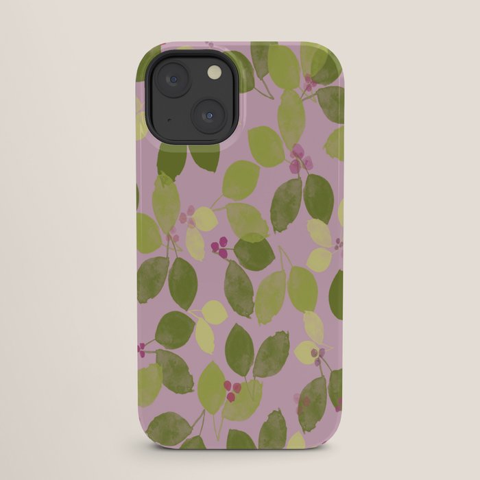 Summer Leaves and Berries on Pink iPhone Case Gallery Image 25