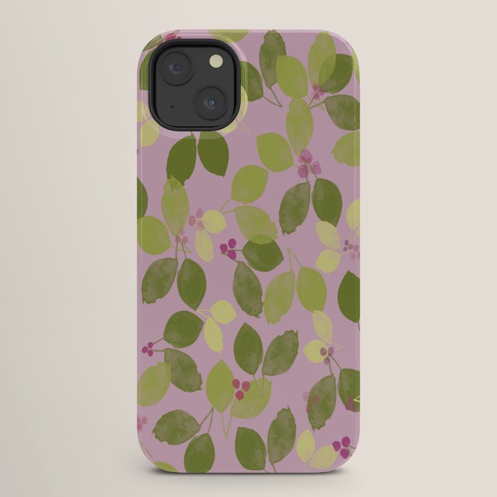 Summer Leaves and Berries on Pink iPhone Case Gallery Image 26