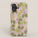 Summer Leaves and Berries on Pink iPhone Case Gallery Image 1