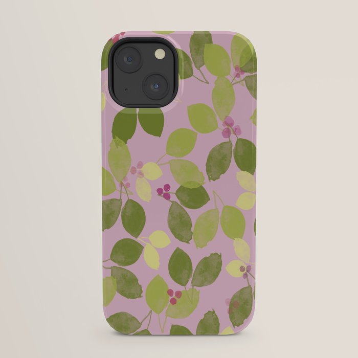 Summer Leaves and Berries on Pink iPhone Case Gallery Image 21