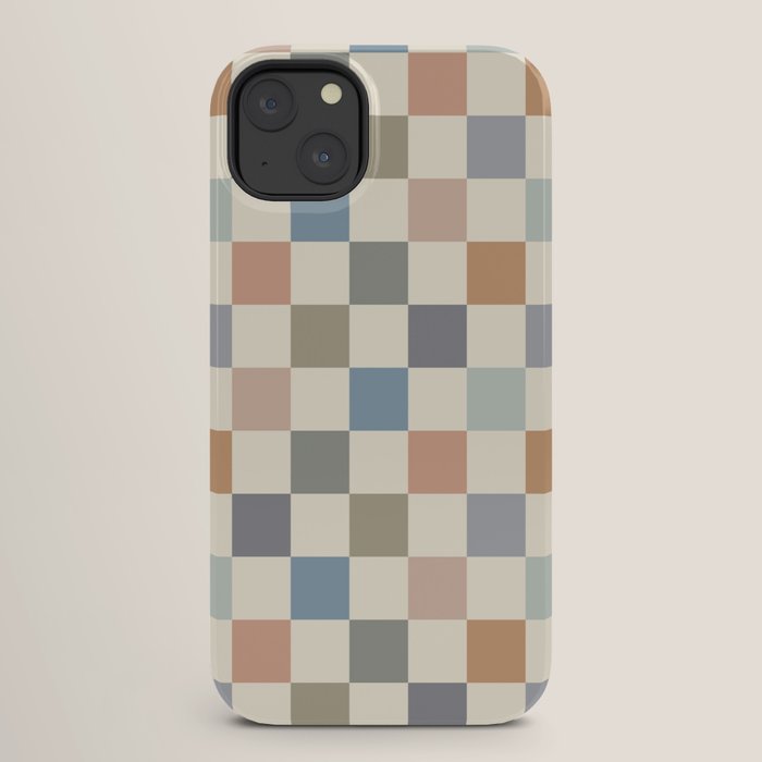 Blue & Beige Neutral Checker iPhone Case Gallery Image 26