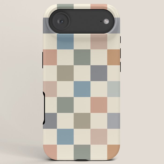 Blue & Beige Neutral Checker iPhone Case Gallery Image 6