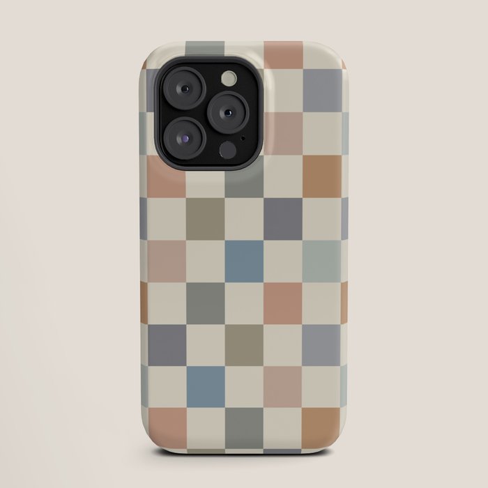 Blue & Beige Neutral Checker iPhone Case Gallery Image 19
