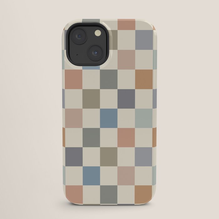 Blue & Beige Neutral Checker iPhone Case Gallery Image 25