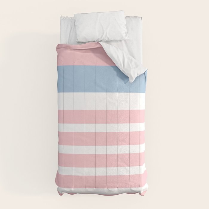 Pastel Pink Mixed Stripe Pattern with Light Blue and White Comforter Gallery Image 10