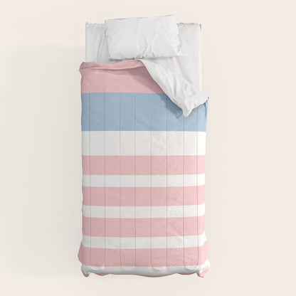 Pastel Pink Mixed Stripe Pattern with Light Blue and White Comforter Gallery Image 5