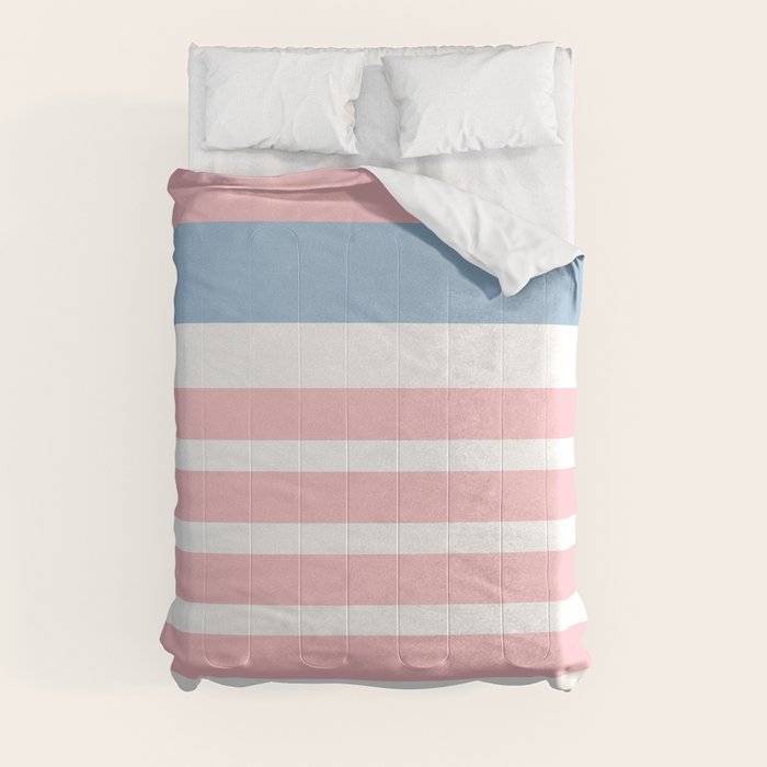 Pastel Pink Mixed Stripe Pattern with Light Blue and White Comforter Gallery Image 3