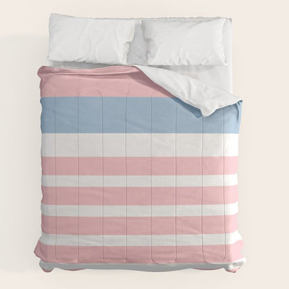 Pastel Pink Mixed Stripe Pattern with Light Blue and White Comforter Gallery Image 7