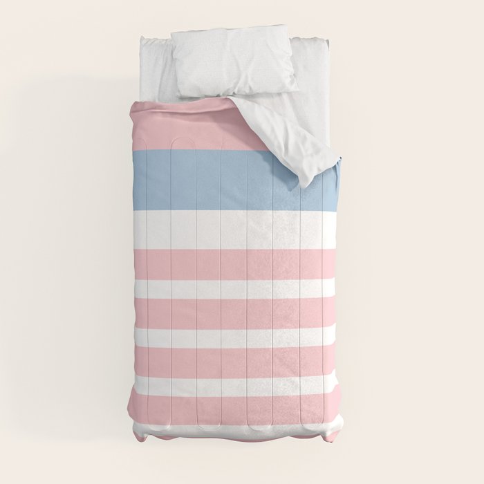 Pastel Pink Mixed Stripe Pattern with Light Blue and White Comforter Gallery Image 4