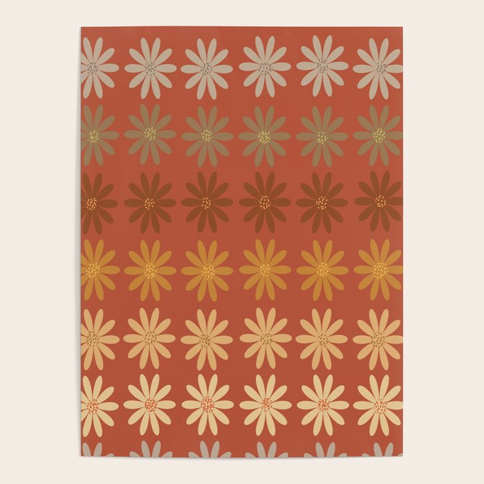 Ombre Abstract Daisies on Mandarin Orange Poster Gallery Image 3