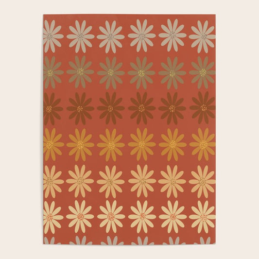 Ombre Abstract Daisies on Mandarin Orange Poster Gallery Image 1