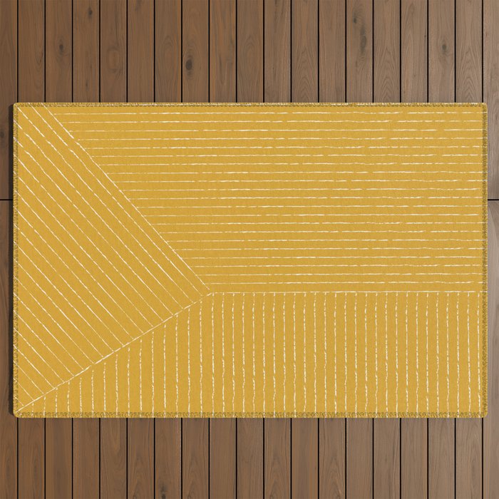 Lines (Mustard Yellow) Outdoor Rug Gallery Image 2