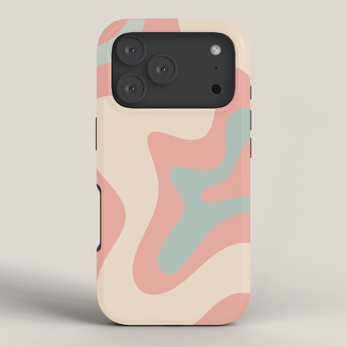 Retro Liquid Swirl Abstract Square Pattern in Pastel Blush Mint iPhone Case Gallery Image 3