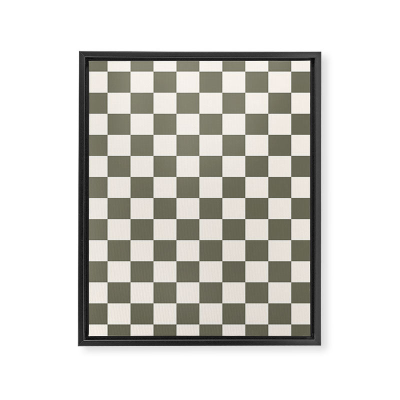 Checkerboard - Olive Green Framed Canvas Print Gallery Image 8