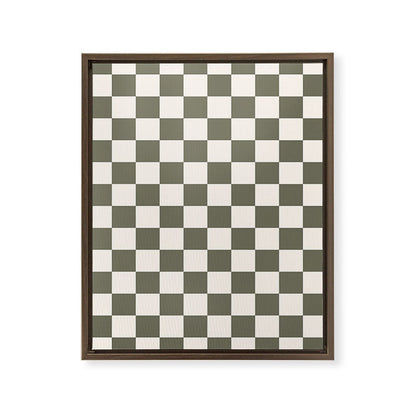 Checkerboard - Olive Green Framed Canvas Print Gallery Image 12