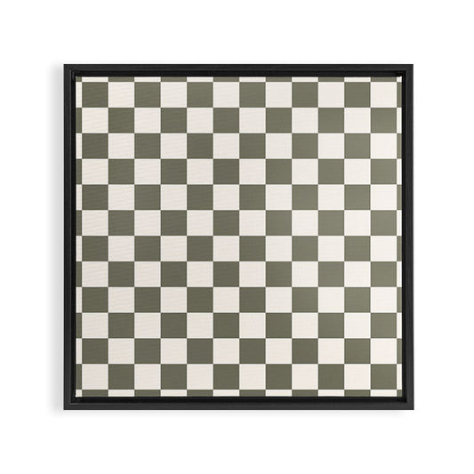 Checkerboard - Olive Green Framed Canvas Print Gallery Image 2