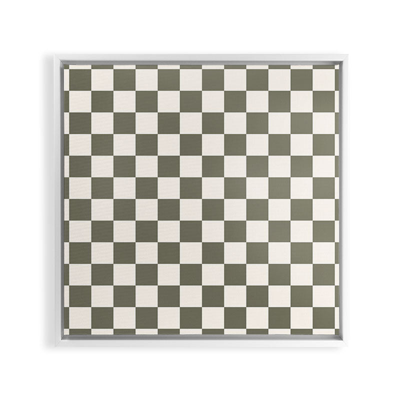 Checkerboard - Olive Green Framed Canvas Print Gallery Image 33