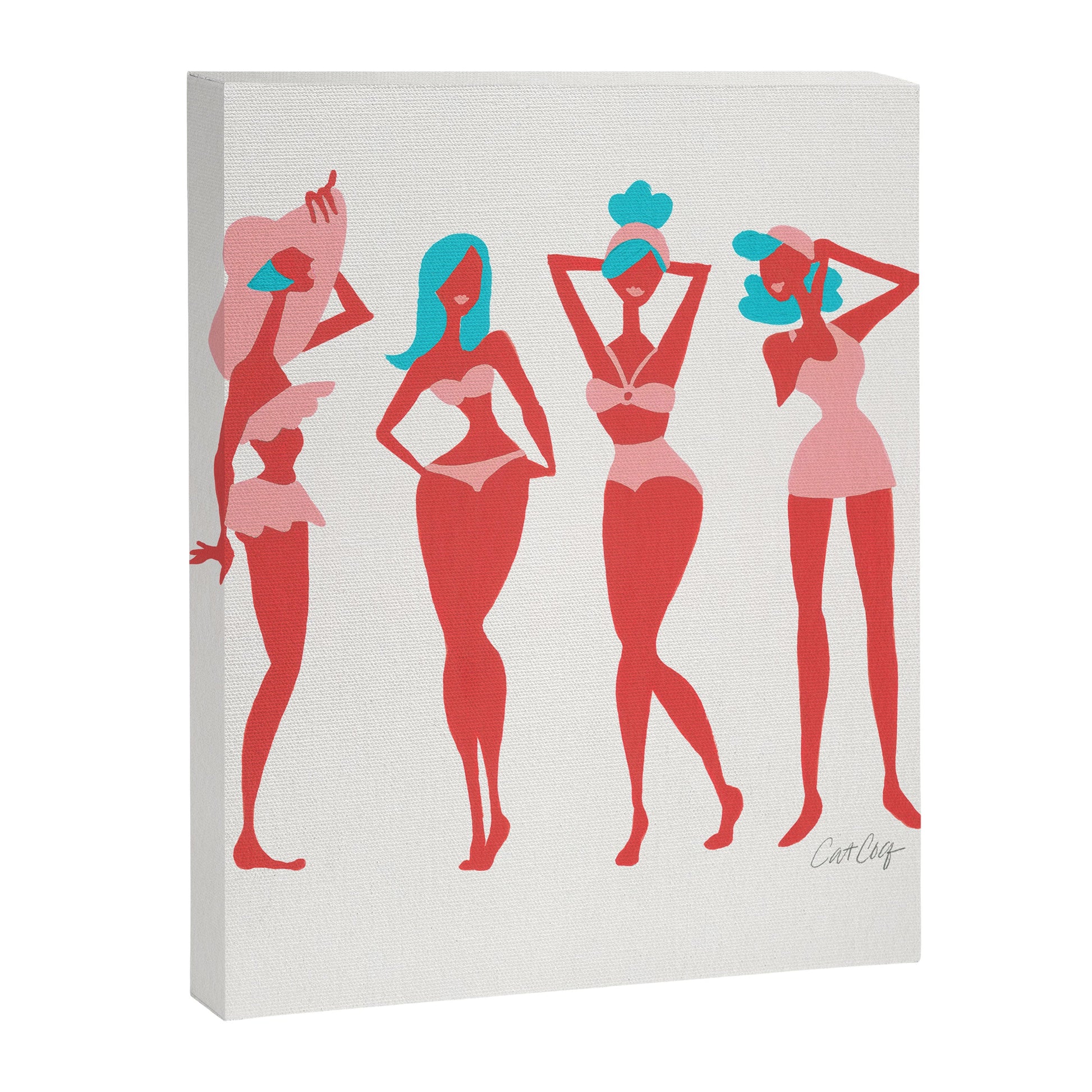 Beach Bombshells - Cyan & Coral Palette Canvas Print Gallery Image 4