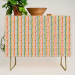 Colorful vintage flower stripe art pattern Credenza Gallery Image 1
