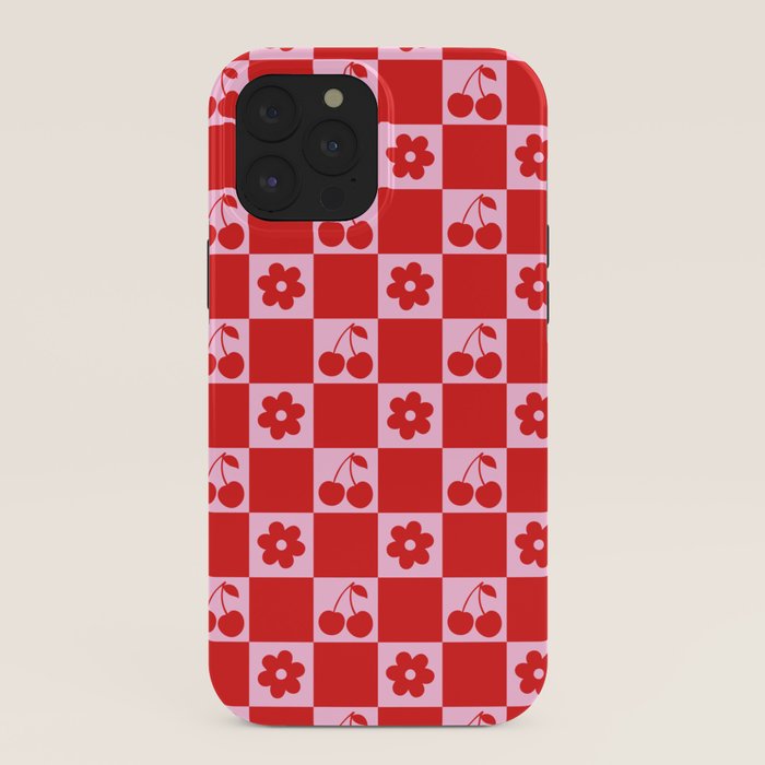 Cherry Flowers Pink & Red Checker iPhone Case Gallery Image 40