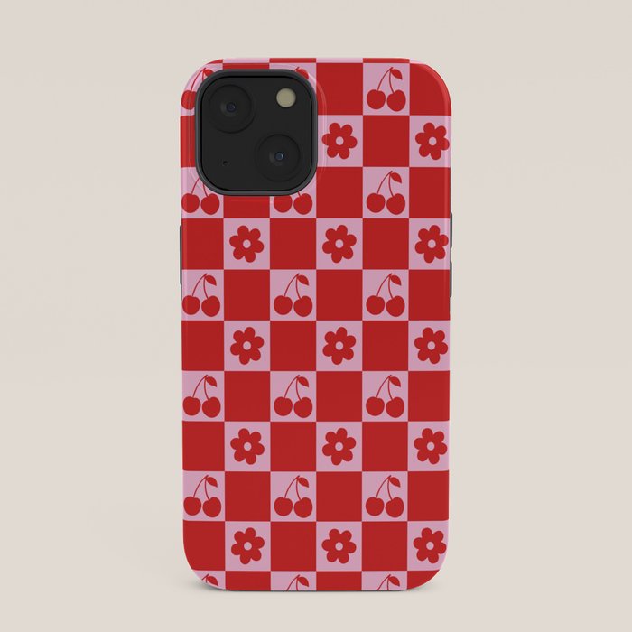 Cherry Flowers Pink & Red Checker iPhone Case Gallery Image 33