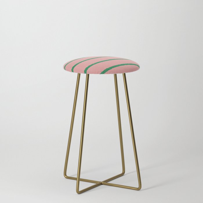 Miami Simple Stripe Pink and Green Pattern Stool Gallery Image 4