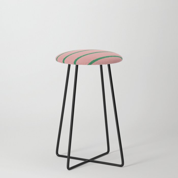 Miami Simple Stripe Pink and Green Pattern Stool Gallery Image 3