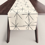 Stella - Atomic Age Mid Century Modern Starburst Pattern in Charcoal Gray and Almond Cream Table Runner Gallery Image 1