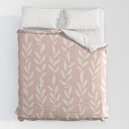 Blush Pink Minimal Plants Pattern Comforter Gallery Image 2