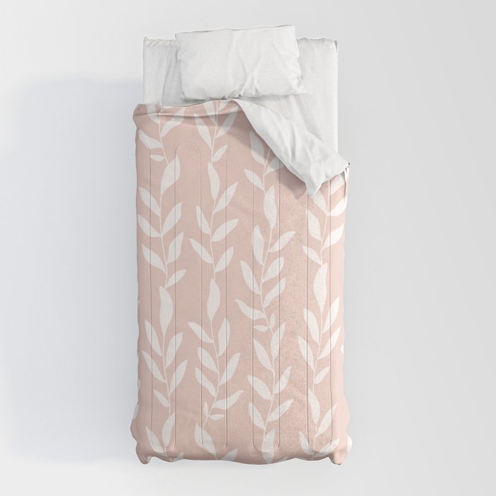Blush Pink Minimal Plants Pattern Comforter Gallery Image 5