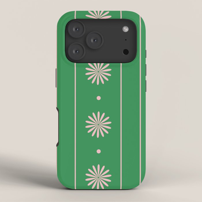 Daisy Stripes Green and Pink Pattern iPhone Case Gallery Image 3