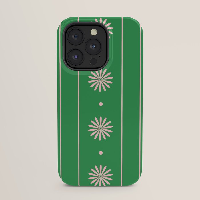 Daisy Stripes Green and Pink Pattern iPhone Case Gallery Image 23